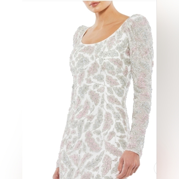 Mac duggal, Foliage Embellished‎ Sheath Dress, Ivory, Size 4, NWT - Picture 3 of 15